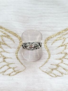 Sterling Silver Floral Scroll Ring Size 7